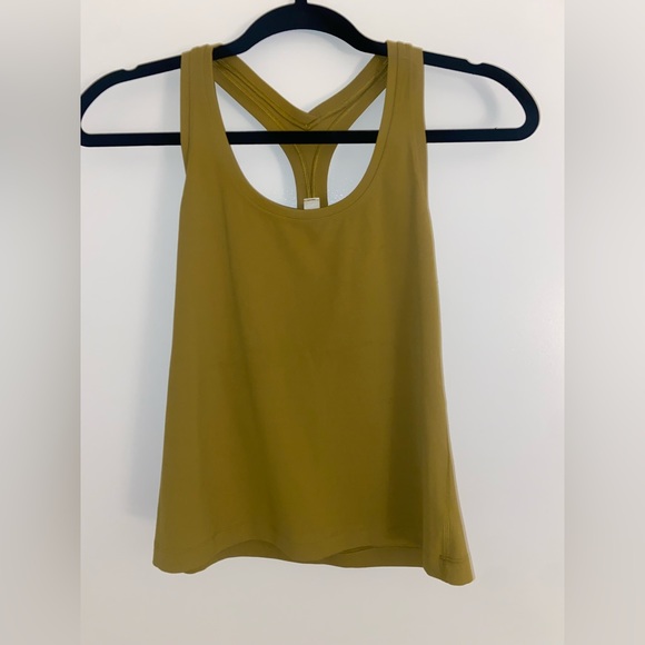 Lululemon run tight fit cool racer back shirt tank gold yellow top - Picture 3 of 5